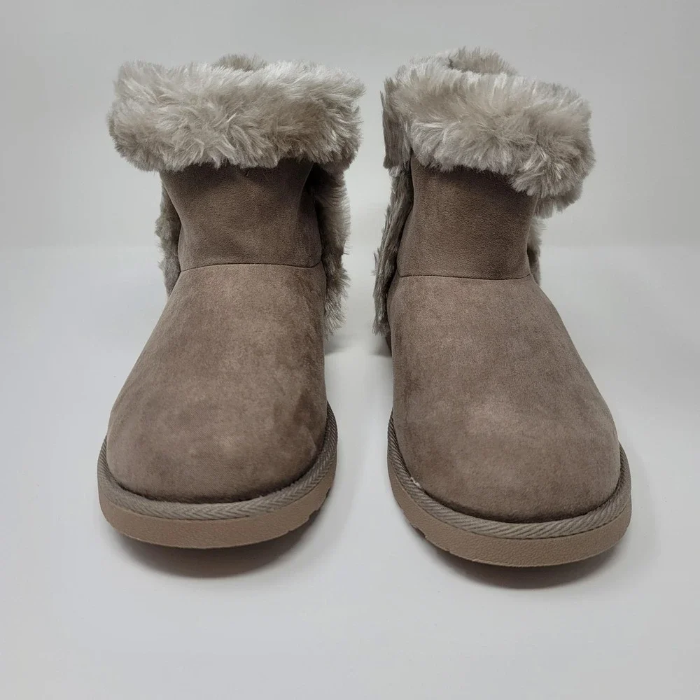 Makalu YADRA‎ Taupe Brown Faux Fur Lined Winter Ankle Boots Booties Women's Sz 8 - Picture 2 of 12